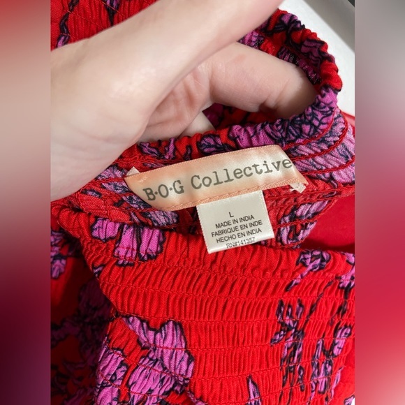 B.O.G Red & Purple Floral Print Strapless Jumpsuit | Size Large - Picture 8 of 8